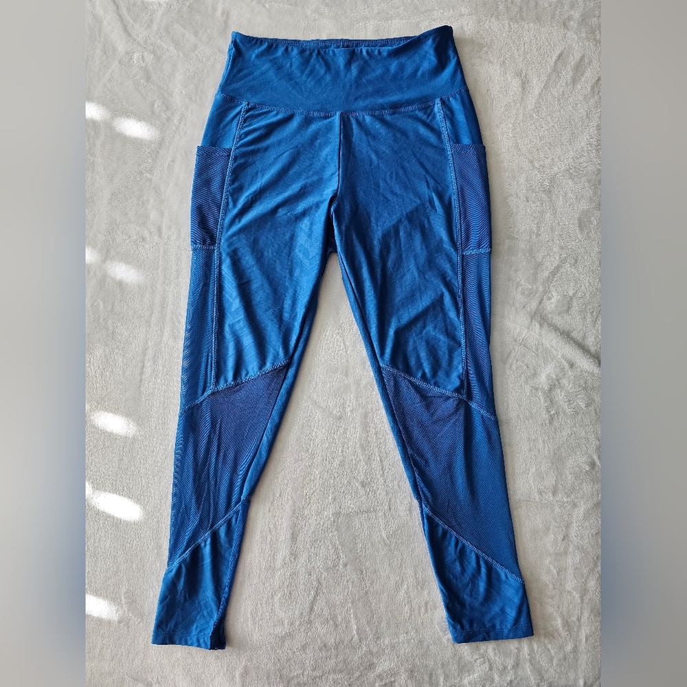 Guely Ray High Waist Tummy Control Yoga Pants Mesh Pocket Leggings M